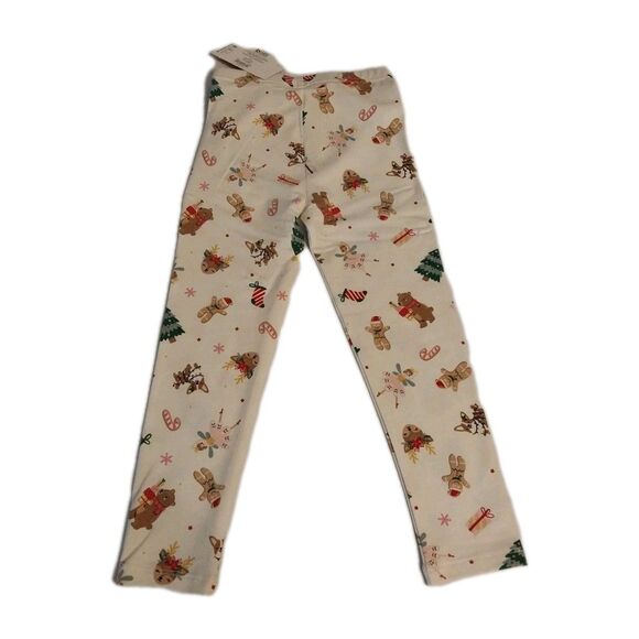 Holiday Time Girl's Leggings Sz 4T Ivory Gifts Gingerbread Stockings Reindeer - Picture 4 of 8